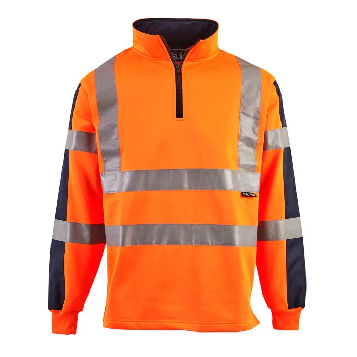 Hi Vis Orange/Navy 2 Tone Rugby Shirt main product photo