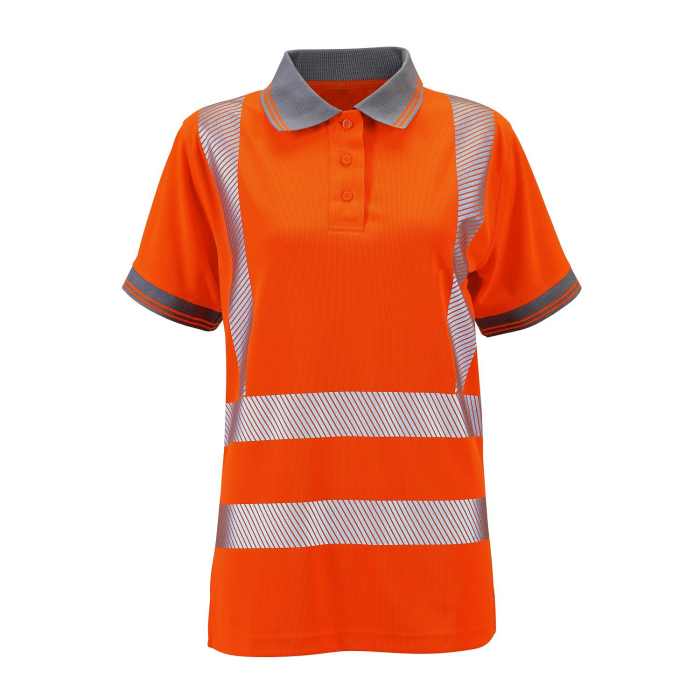 Ladies Hi Vis Orange Savannah Birds Eye Polo main product photo