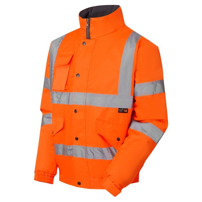 Hi Vis Orange Fleece Lined Bomber Jacket main product photo