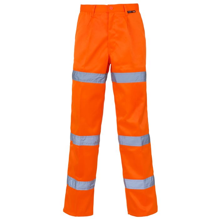 Hi Vis Orange 3 Band Polycotton Trousers main product photo