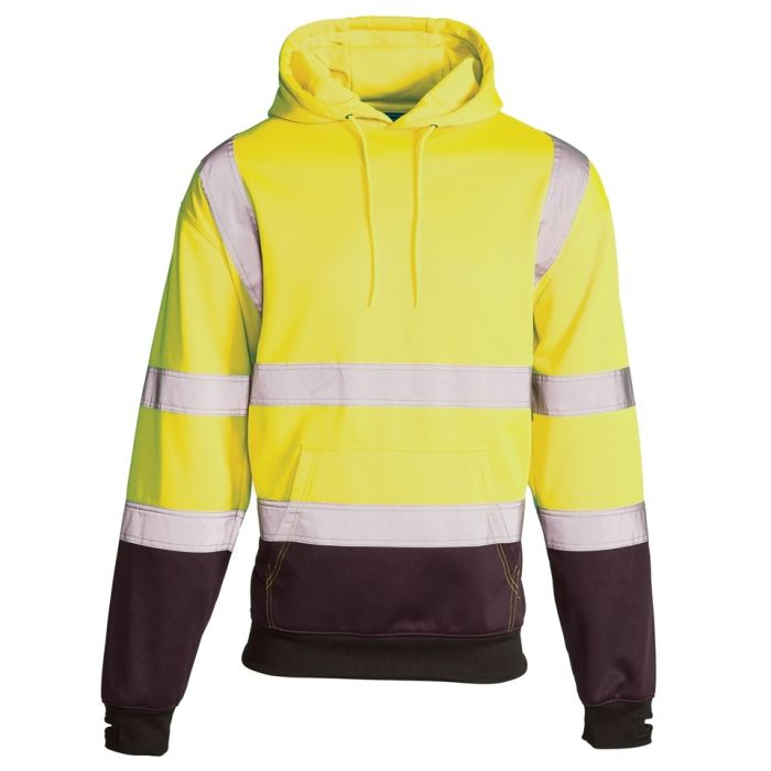 Hi Vis Yellow/Navy 2 Tone Hooded Sweatshirt main product photo