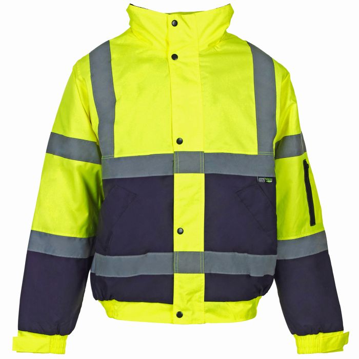 Hi Vis Yellow/Navy 2 Tone Bomber Jacket main product photo