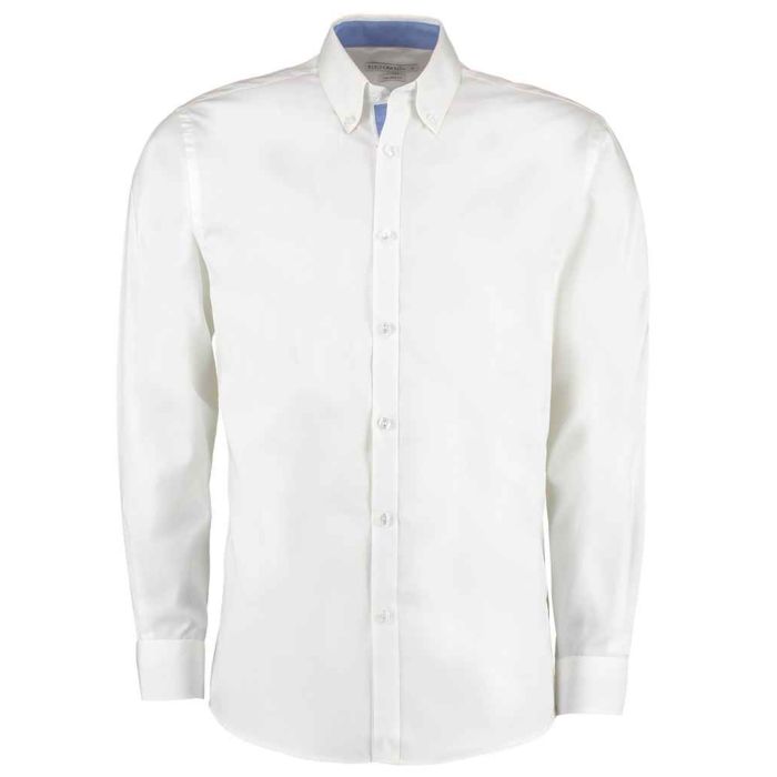 Kustom Kit Premium Long Sleeve Contrast Tailored Oxford Shirt main product photo