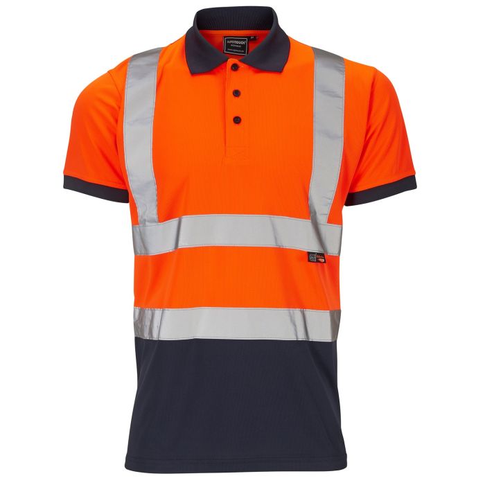 Hi-Vis Orange/Navy 2 Tone Polo Shirt main product photo