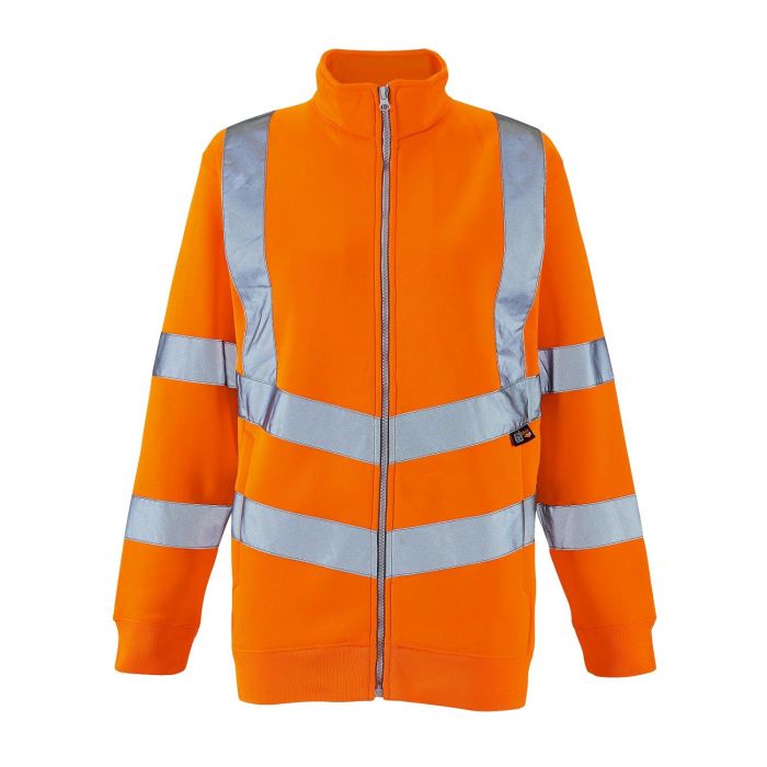 Ladies Hi Vis Orange Eshaal Zipped Sweatshirt main product photo