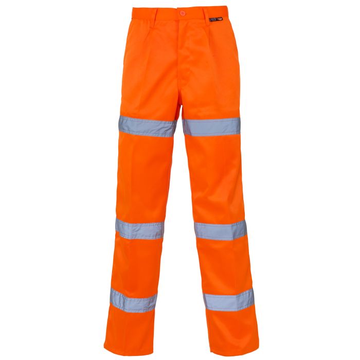 Hi Vis Orange 3 Band Polycotton Trousers main product photo