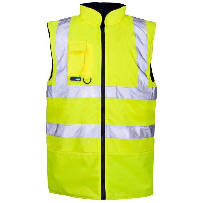 Hi Vis Yellow/Navy Reversible Fleece Lined Bodywarmer main product photo