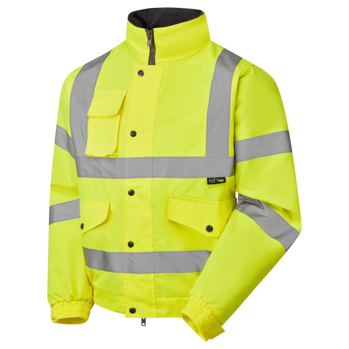 Hi Vis Yellow Fleece Lined Bomber Jacket main product photo