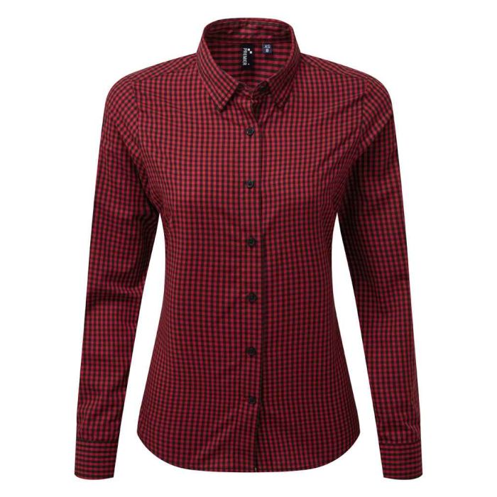 Premier Ladies Maxton Check Long Sleeve Shirt main product photo