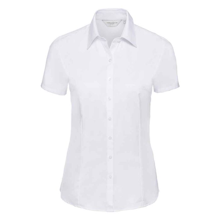 Russell Collection Ladies Short Sleeve Herringbone Shirt