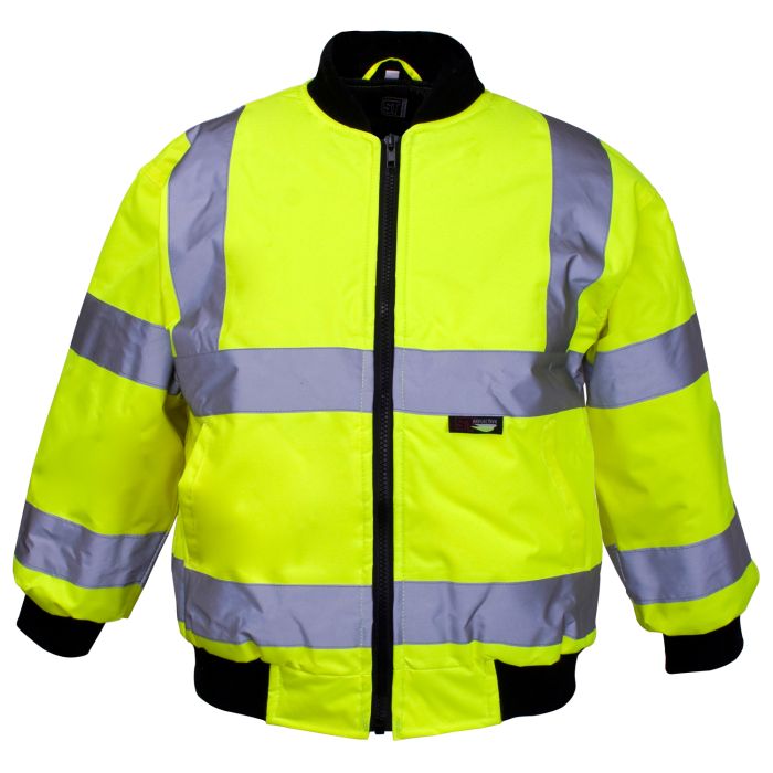 Hi Vis Yellow Junior Bomber Jackets Knit Collar main product photo