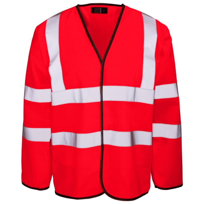 Hi Vis Red Long Sleeved Velcro Vest main product photo