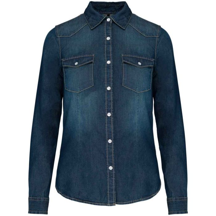 Kariban Ladies Long Sleeve Denim Shirt main product photo