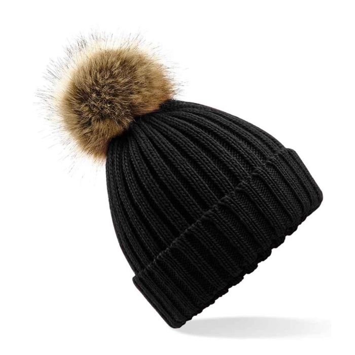 Beechfield Faux Fur Pop Pom Chunky Beanie main product photo