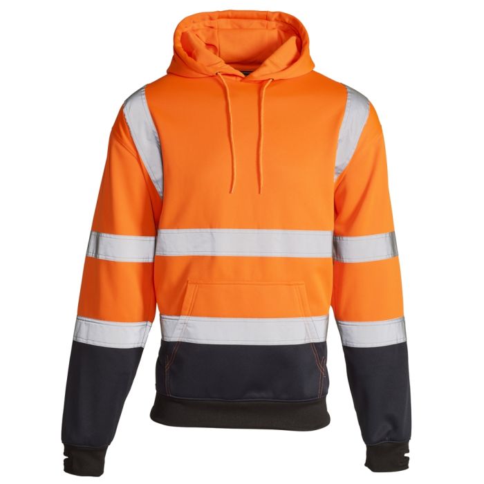Hi Vis Orange/Navy 2 Tone Hooded Sweatshirt main product photo