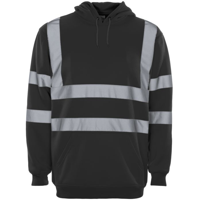 Hi Vis Black Hooded Sweatshirt main product photo