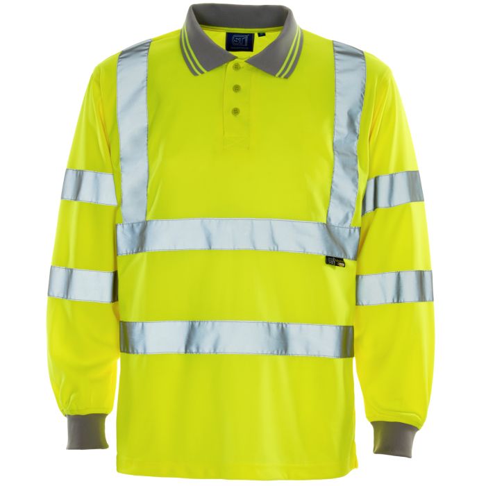 Hi Vis Yellow Long Sleeve Bird Eye Polo Shirt main product photo