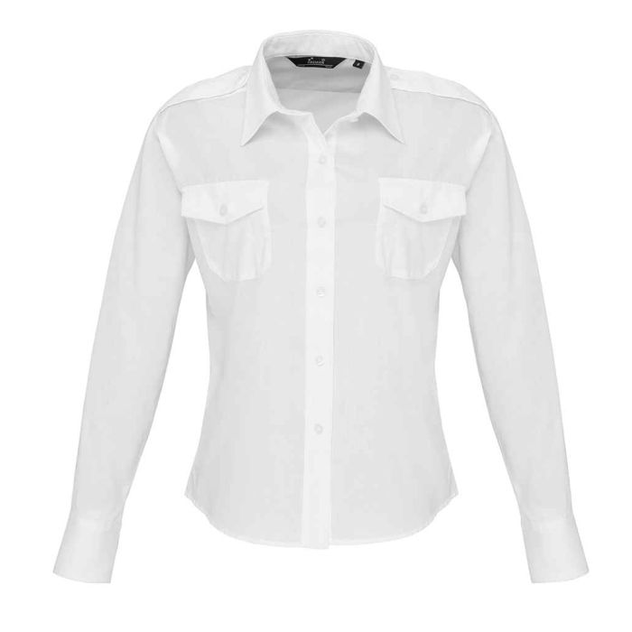 Premier Ladies Long Sleeve Pilot Shirt main product photo