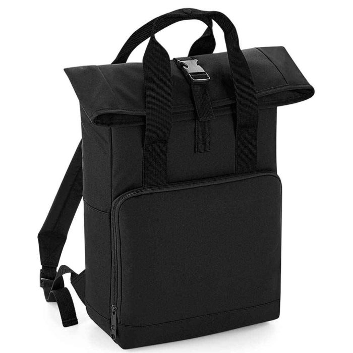 BagBase Recycled Twin Handle Roll-Top Backpack - Black - ONE