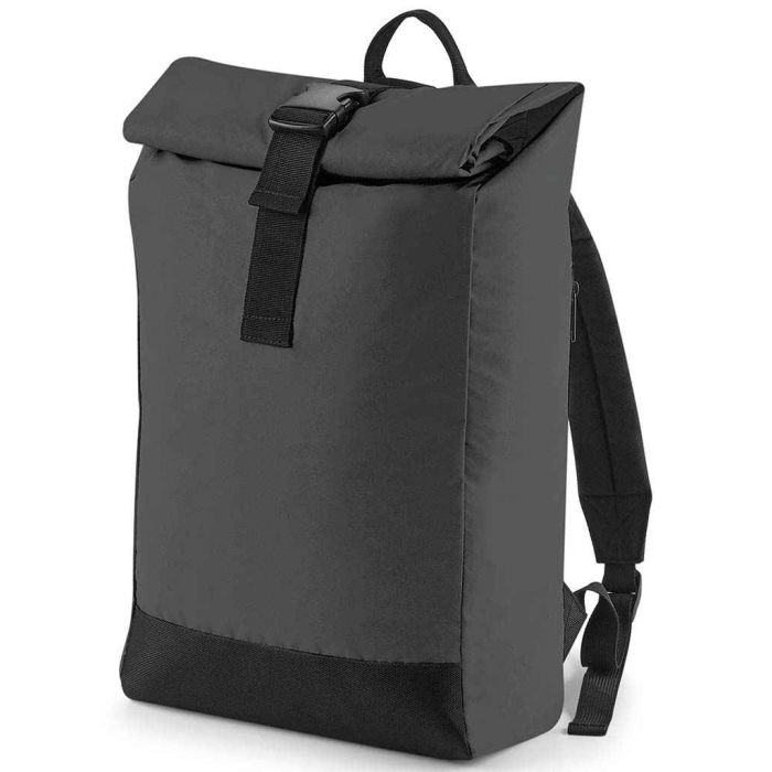 BagBase Reflective Roll-Top Backpack - Black Reflective - ONE