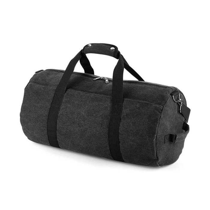 BagBase Vintage Canvas Barrel Bag - Vintage Black - ONE