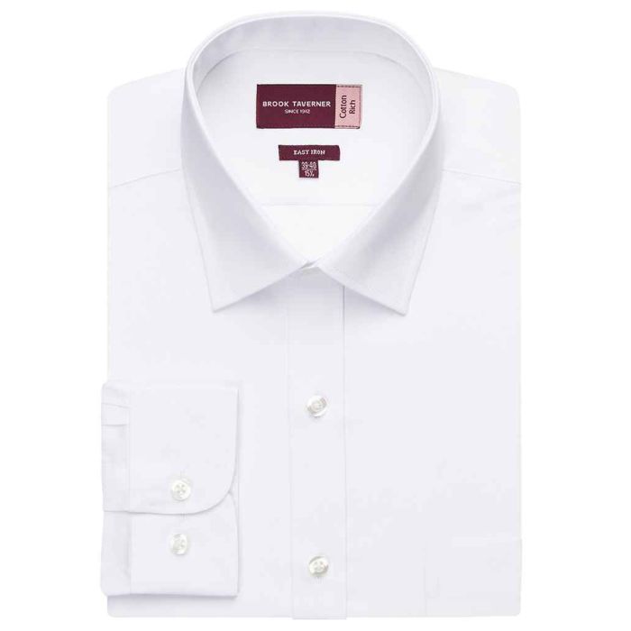 Brook Taverner Rapino Long Sleeve Poplin Shirt - White - 15