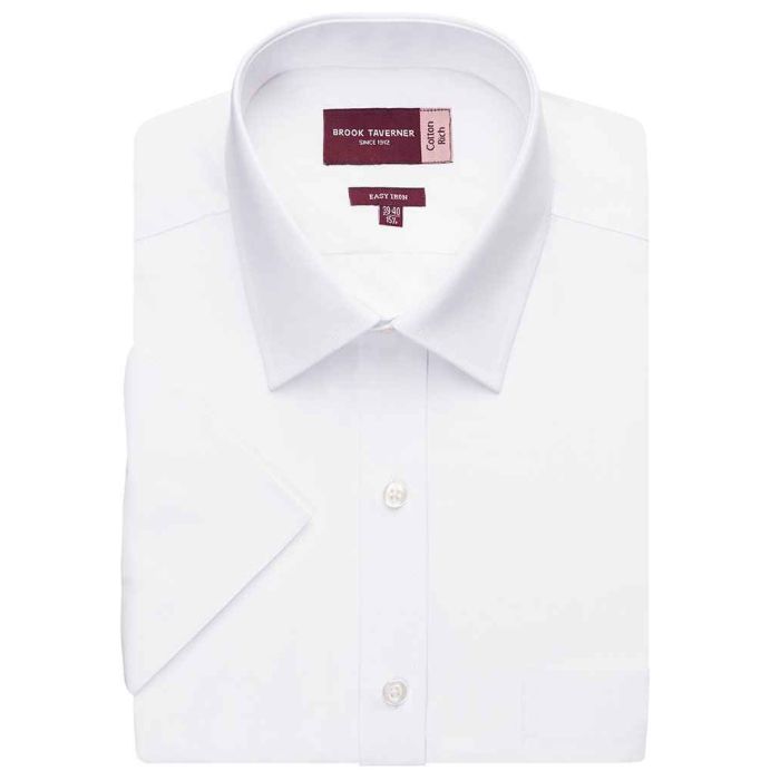 Brook Taverner Rosello Short Sleeve Poplin Shirt - White - 15