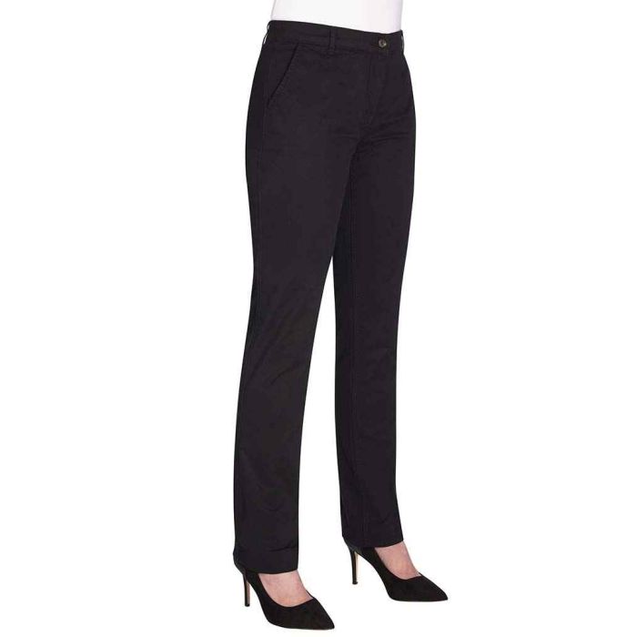 Brook Taverner Ladies Houston Slim Leg Chino Trousers - Black - 8/R