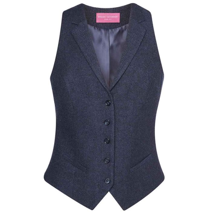 Brook Taverner Ladies Nashville Waistcoat - Navy Herringbone - S