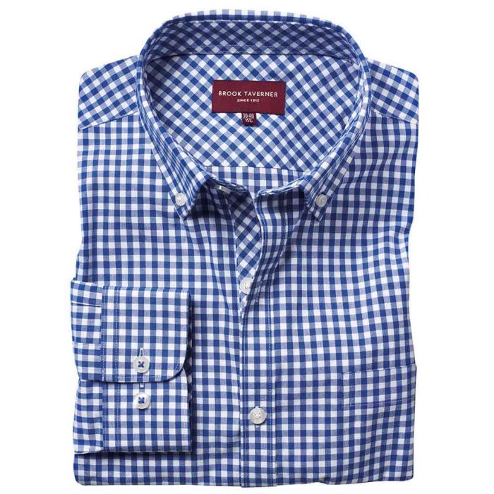 Brook Taverner Montana Gingham Long Sleeve Shirt - Blue - 14