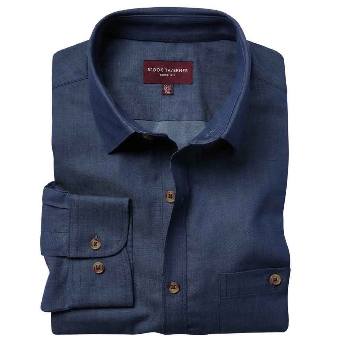 Brook Taverner Jasper Long Sleeve Chambray Shirt - Denim - 14