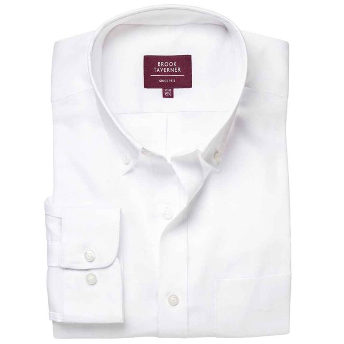 Brook Taverner Whistler Long Sleeve Oxford Shirt - White - 15