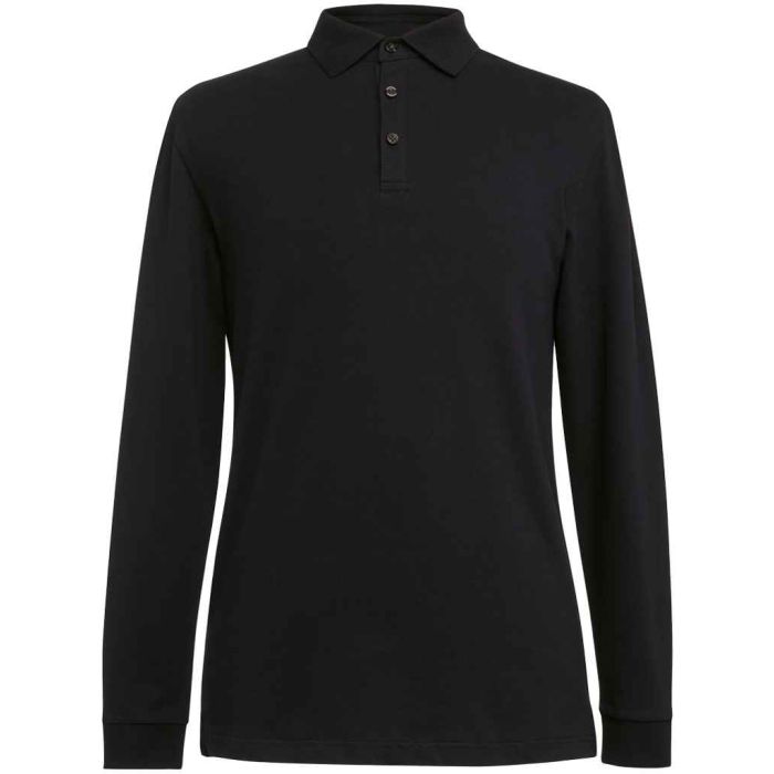 Brook Taverner Frederick Long Sleeve Polo Shirt - Black - S