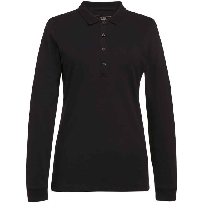 Brook Taverner Ladies Anna Long Sleeve Polo Shirt - Black - S