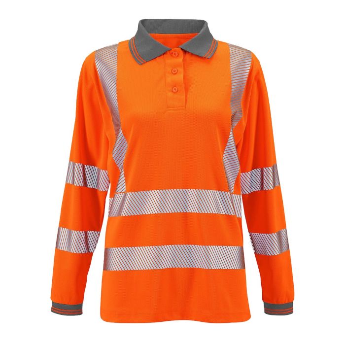 Ladies Hi Vis Orange Jaya Birds Eye Polo main product photo