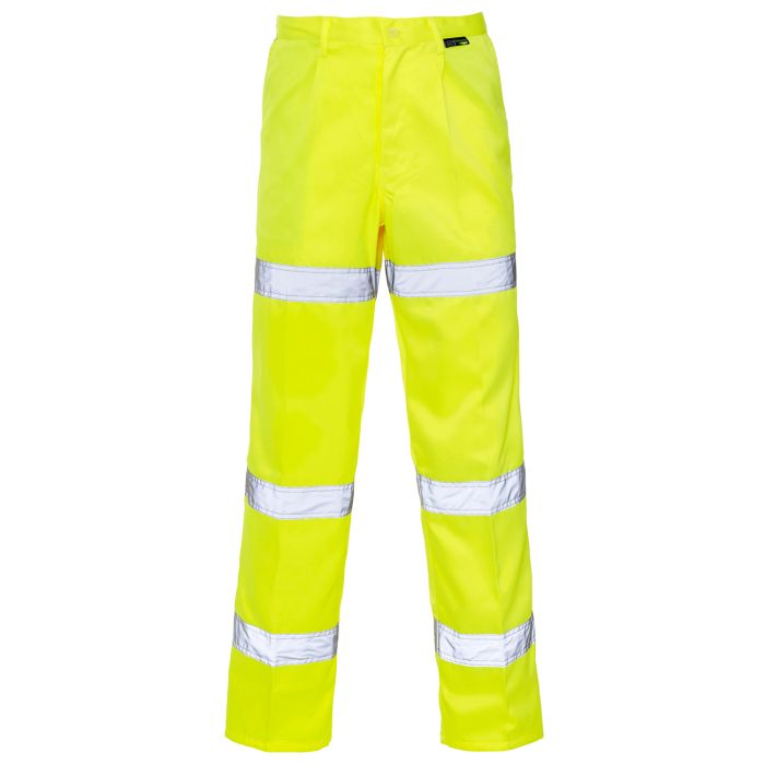 Hi Vis Yellow 3 Band Polycotton Trousers main product photo