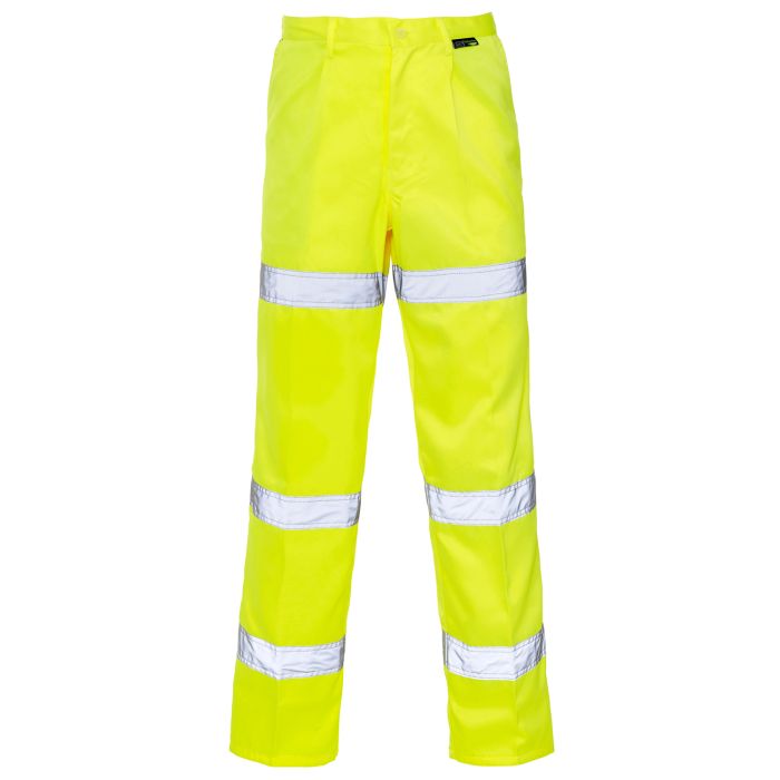 Hi Vis Yellow 3 Band Polycotton Trousers main product photo