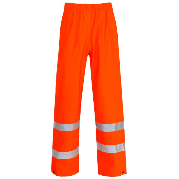 Hi Vis Orange Storm-Flex PU Trousers Ankle Bands main product photo