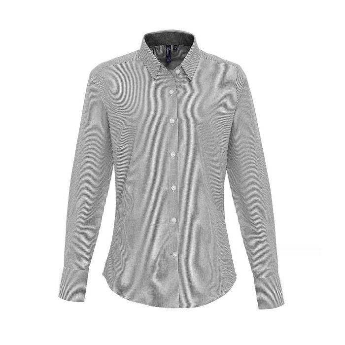 Premier Ladies Long Sleeve Striped Oxford Shirt main product photo