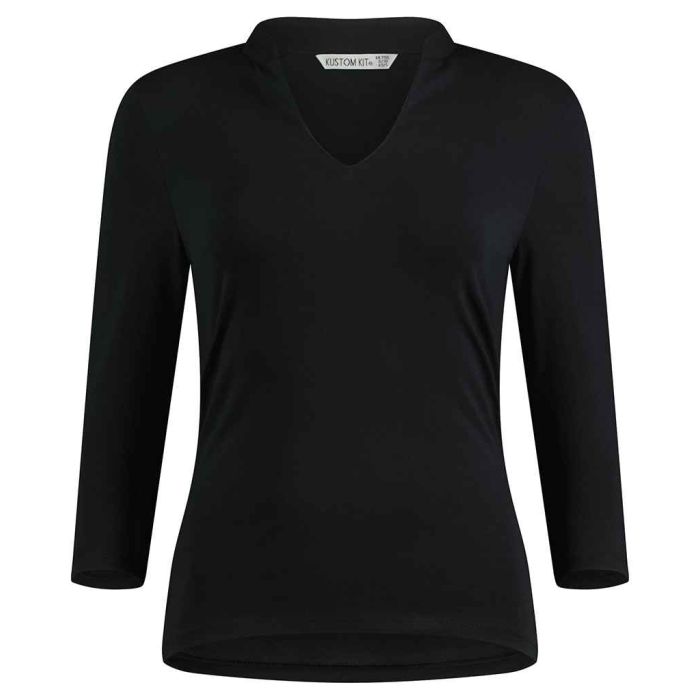 Kustom Kit Ladies 3/4 Sleeve Mandarin Collar Top main product photo