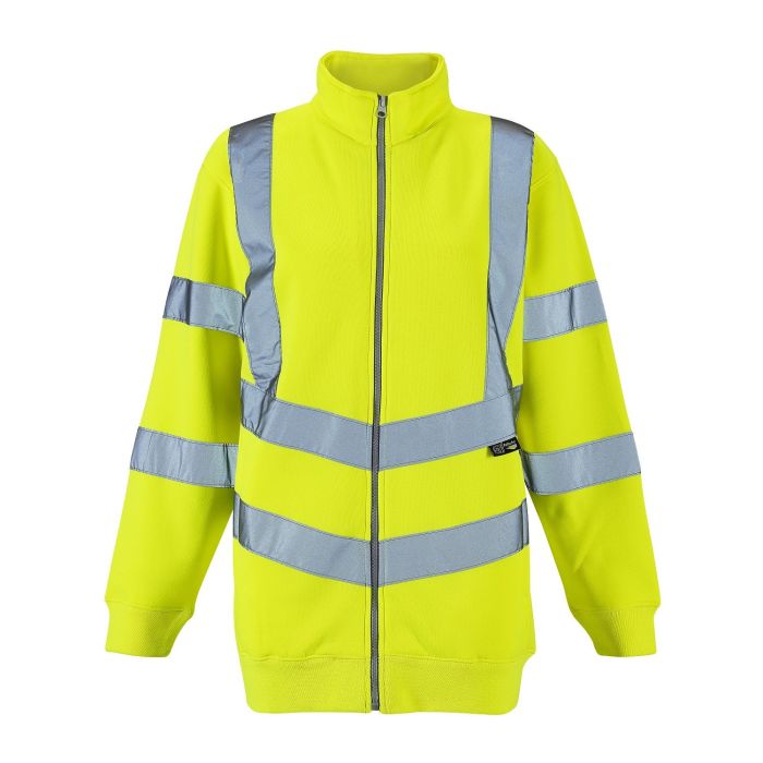 Ladies Hi Vis Yellow Eshaal Zipped Sweatshirt main product photo