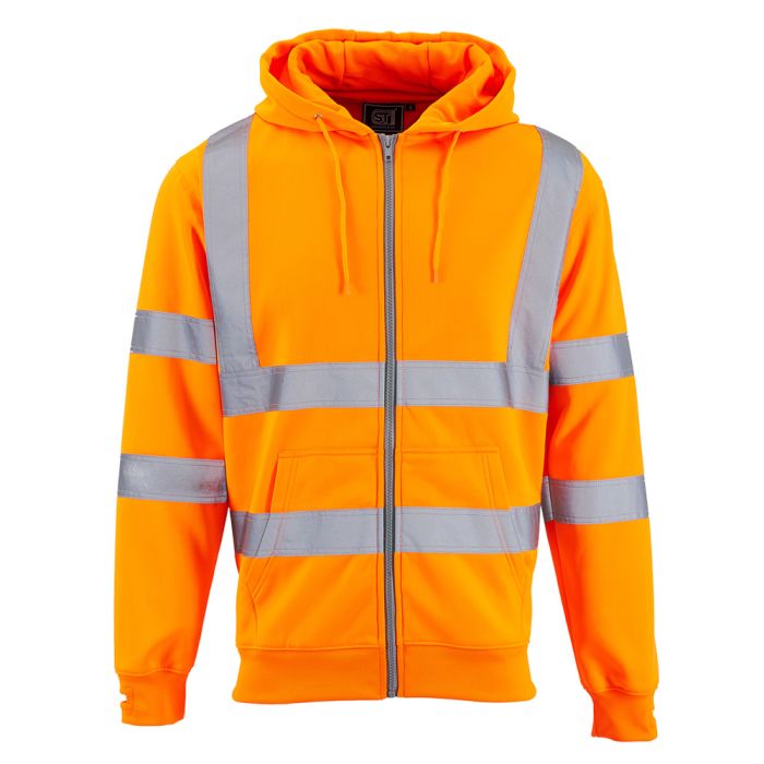 Hi Vis Orange Zipped Hoodie main product photo