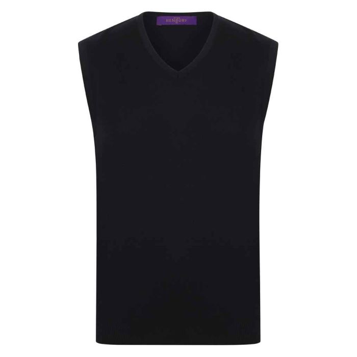 Henbury Lightweight Sleeveless Cotton Acrylic V Neck Sweater