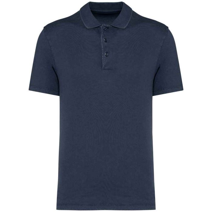 Native Spirit Washed Jersey Polo Shirt - Washed Navy - S