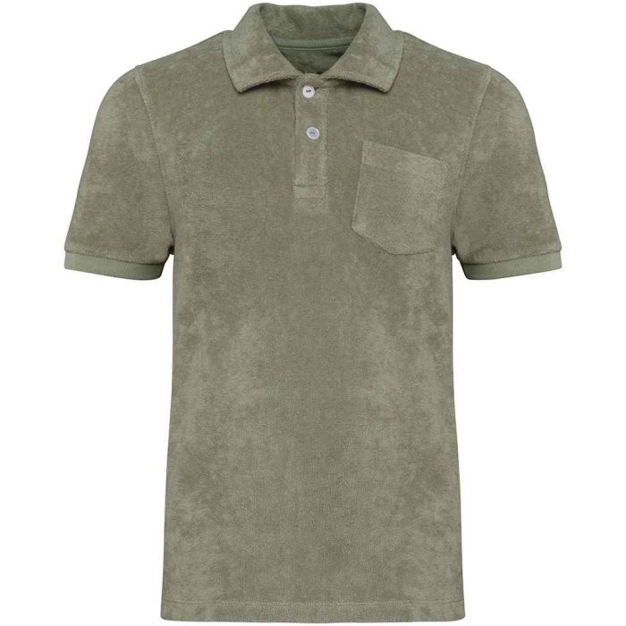 Native Spirit Kids Terry Towel Polo Shirt - Almond Green - 6-8