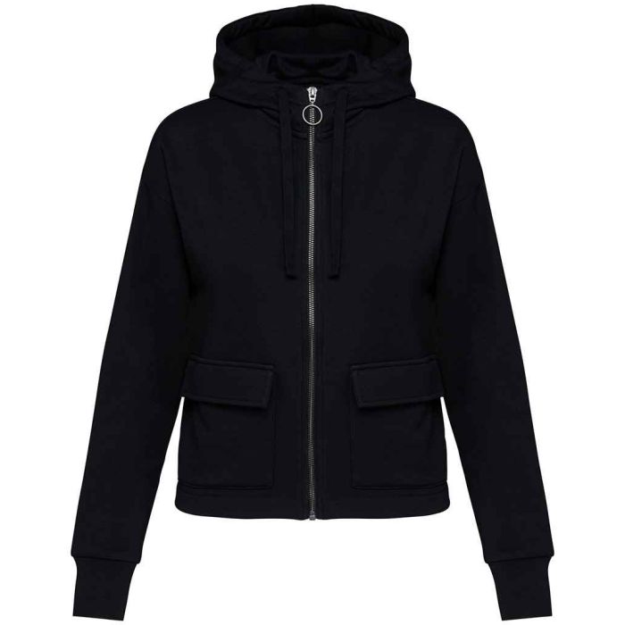 Native Spirit Ladies Full Zip Hooded Sweatshirt - Black - XS