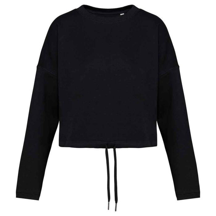 Native Spirit Ladies Oversized Cropped Sweatshirt - Black - XS