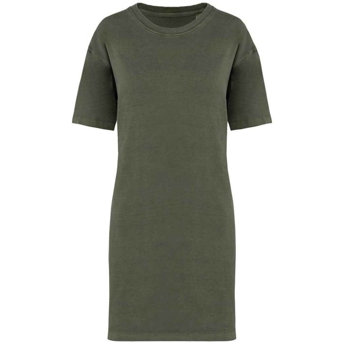 Native Spirit Ladies T-Shirt Dress - Washed Organic Khaki - XS