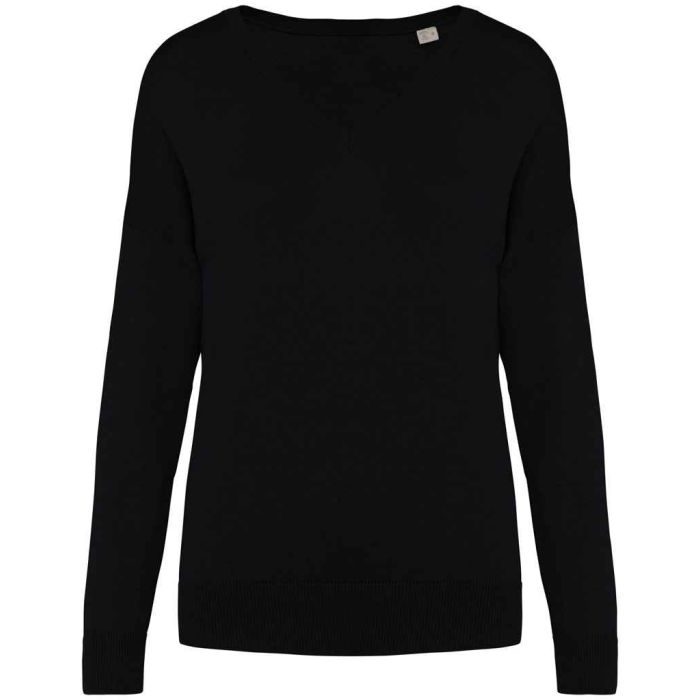 Native Spirit Ladies TENCEL™ V Neck Sweater - Black - XS