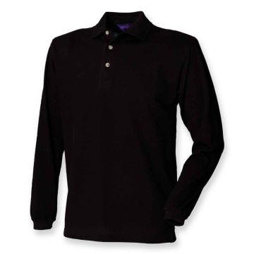 Henbury Long Sleeve Cotton Pique Polo Shirt